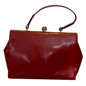 ALBERTA DI CANIO Vintage Patent Leather Kiss Lock Handbag